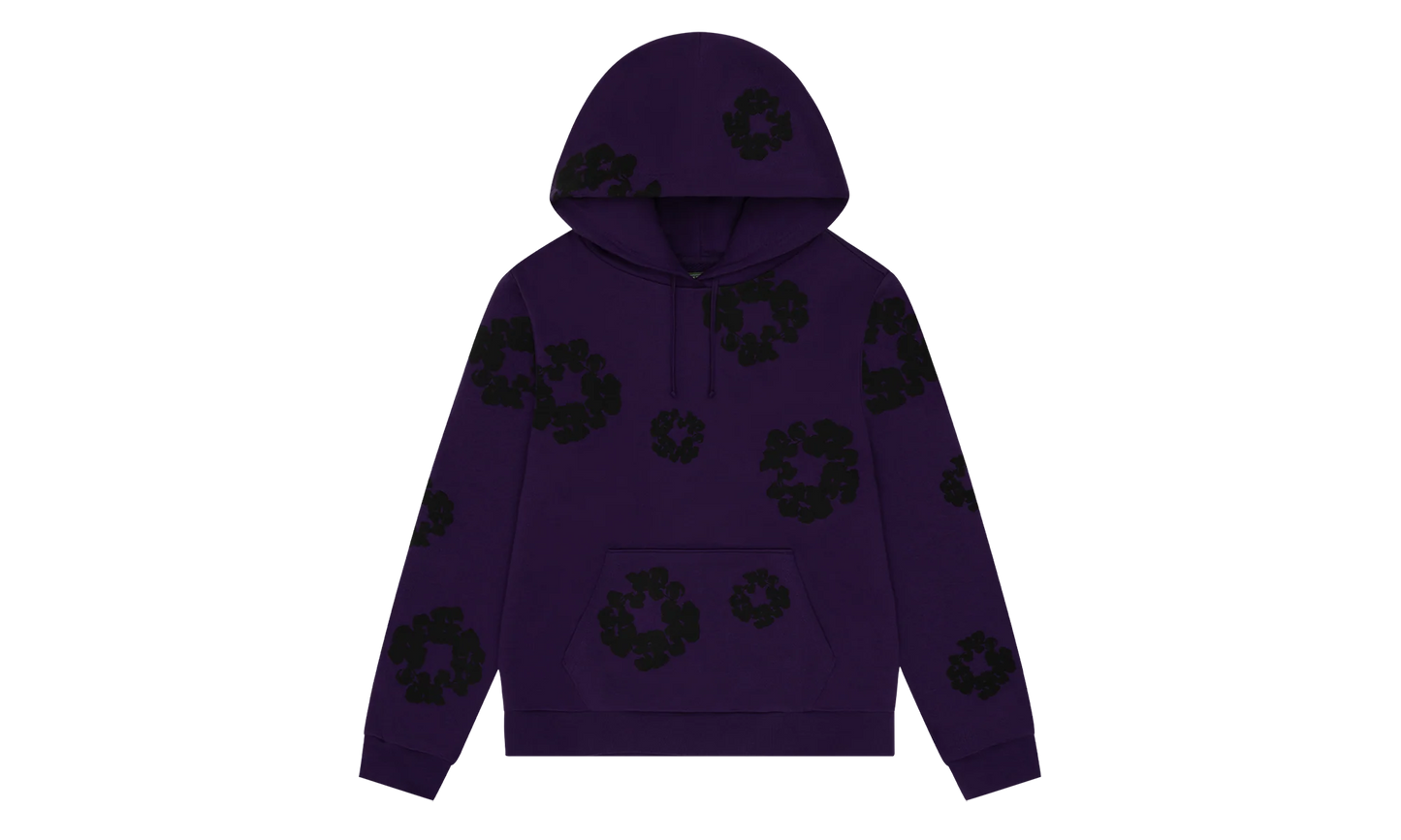 Black Cotton Wreath Hoodie "Purple" DT354