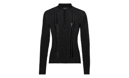 Sequin Stripe Knit Polo "Black" S74HA1531D13097900