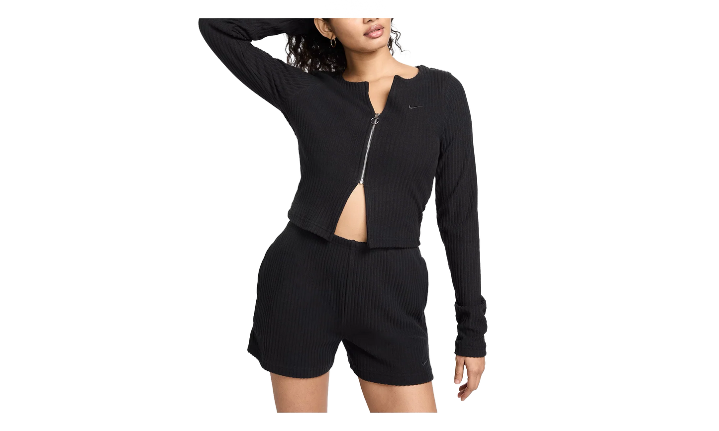 Sportswear Chill Rib Slim Full Zip Cardigan WMNS "Black / Black" FN3682 010