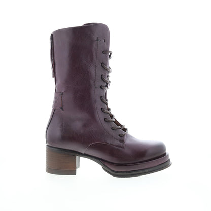 Caden Womens Burgundy Leather Lace Up Casual Dress Boots