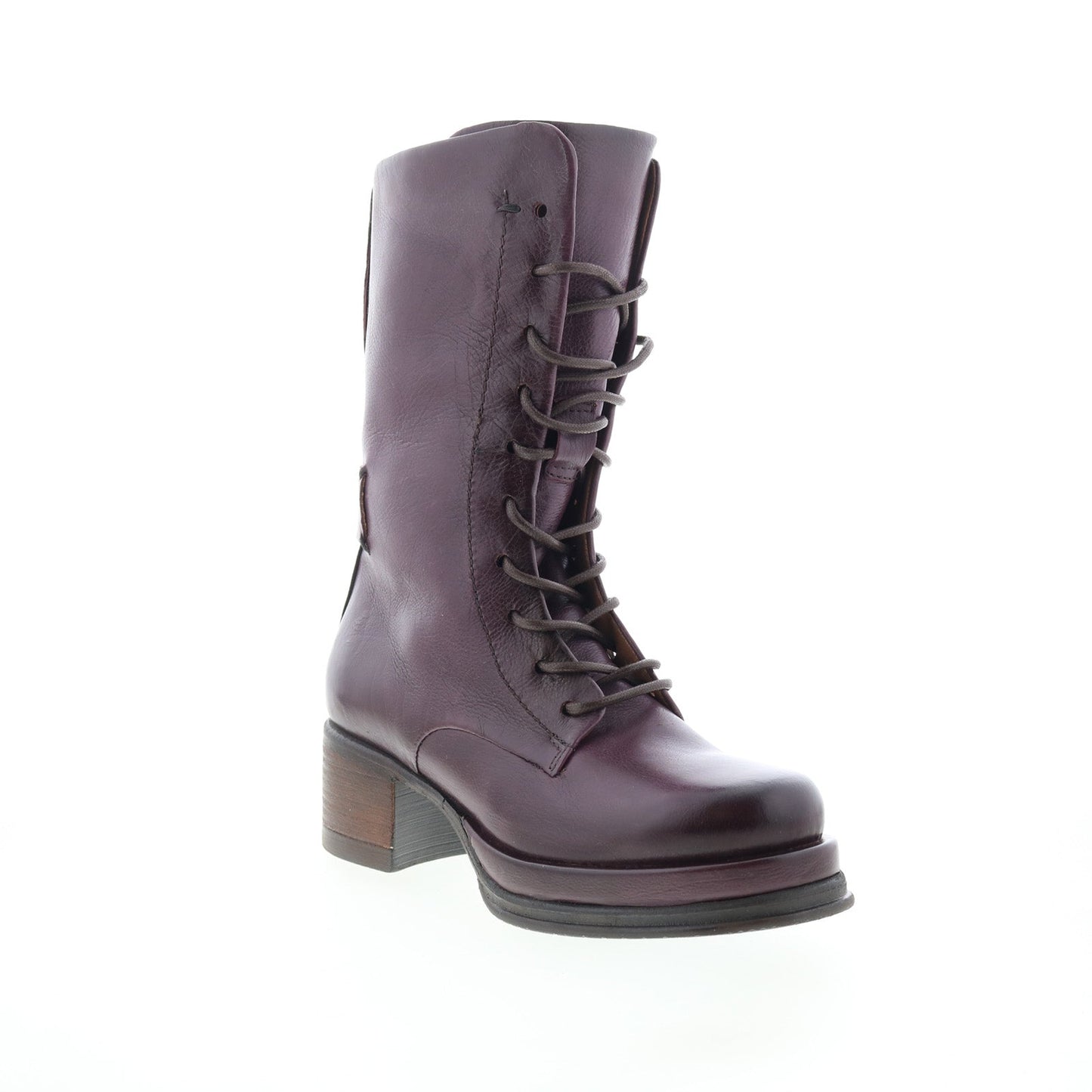 Caden Womens Burgundy Leather Lace Up Casual Dress Boots