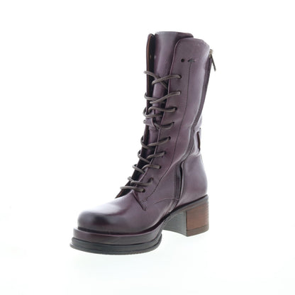Caden Womens Burgundy Leather Lace Up Casual Dress Boots