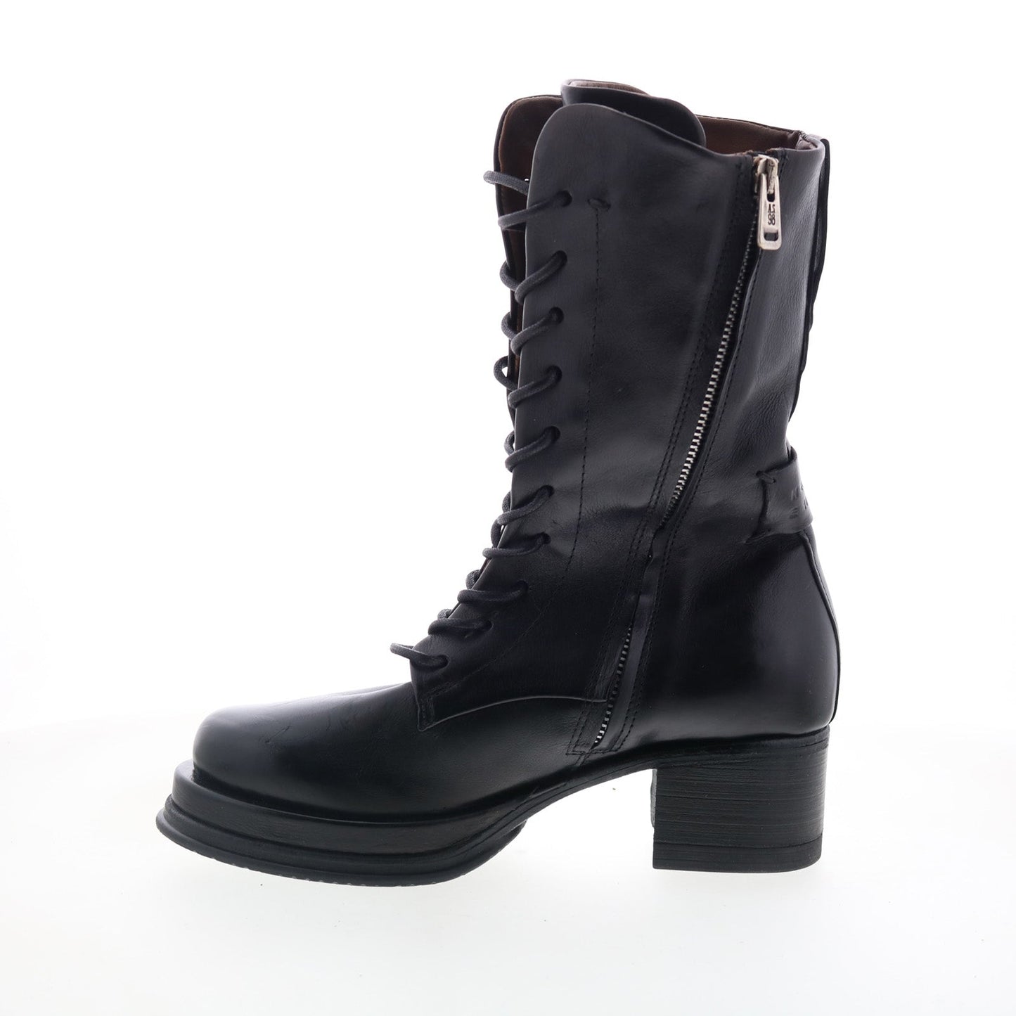 Caden Womens Black Leather Lace Up Casual Dress Boots