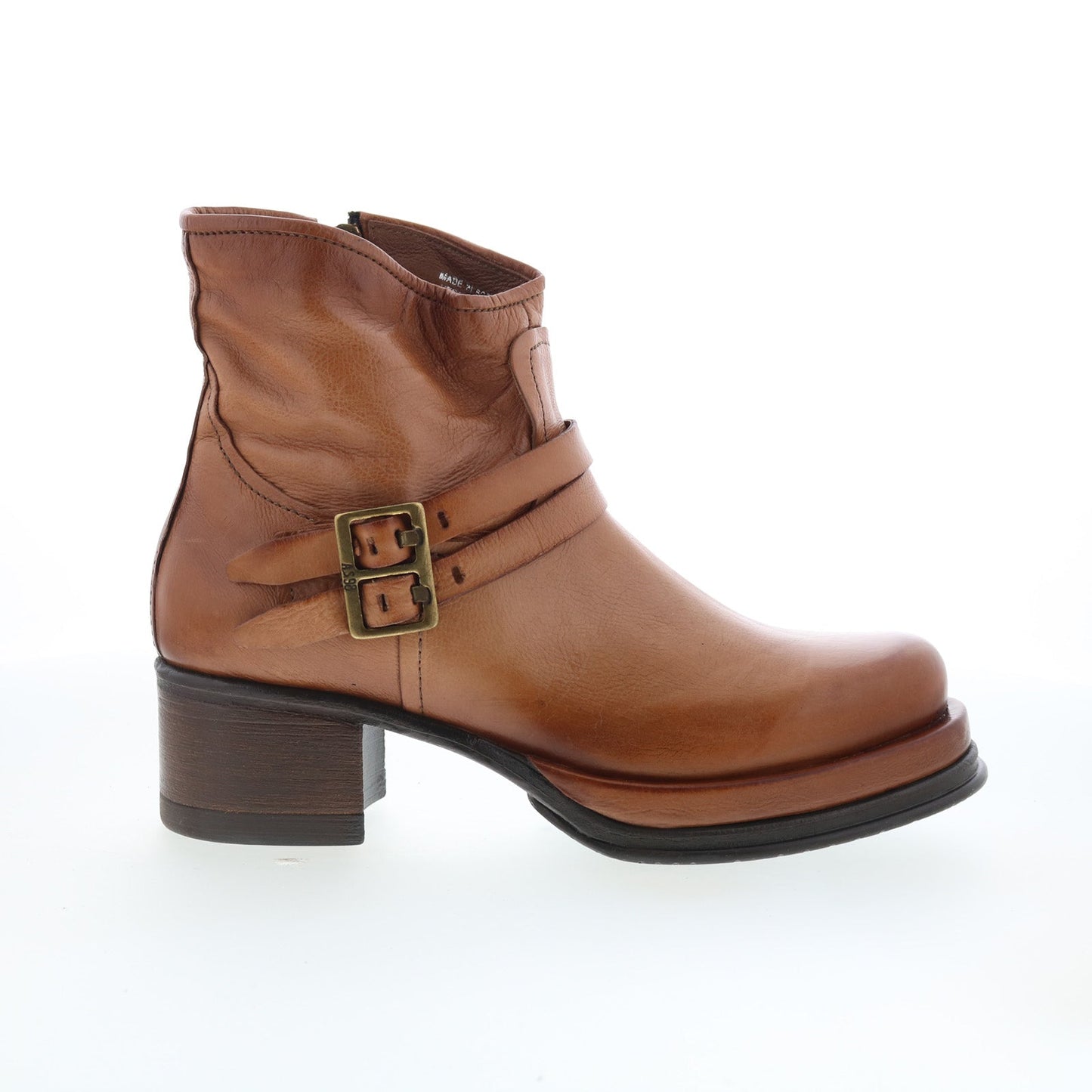 Cal Womens Brown Leather Zipper Ankle & Booties Boots