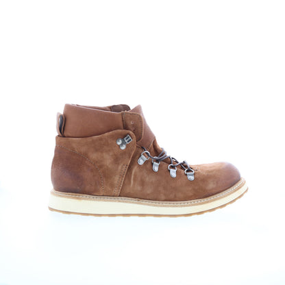 Cannon Mens Brown Leather Lace Up Casual Dress Boots