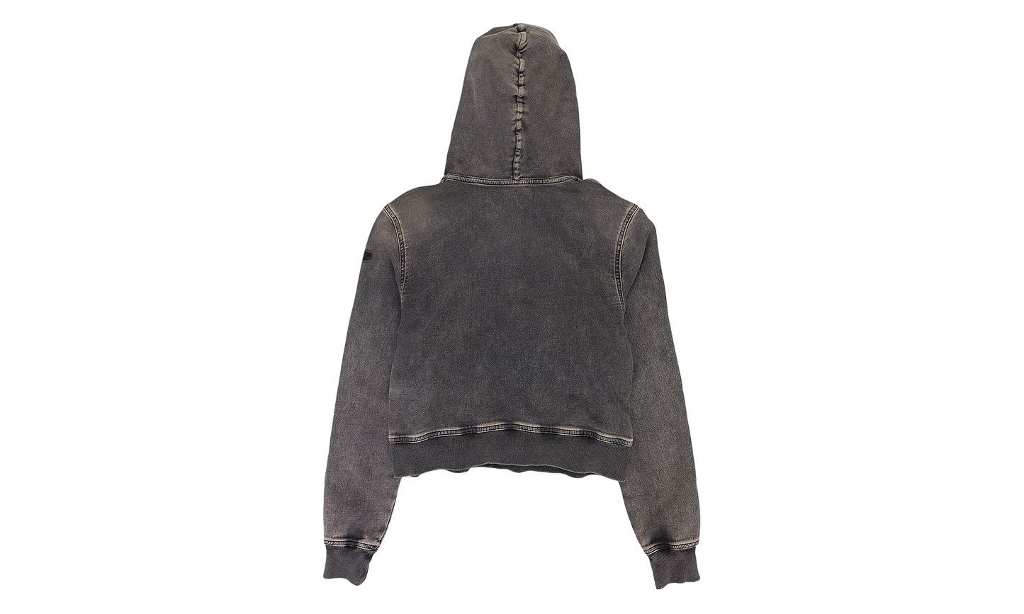 D-Angy-Hood Track Cropped Denim Hoodie "Black" A12574 068HT 02