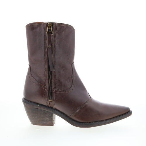 Charlie Womens Brown Leather Zipper Ankle & Booties Boots
