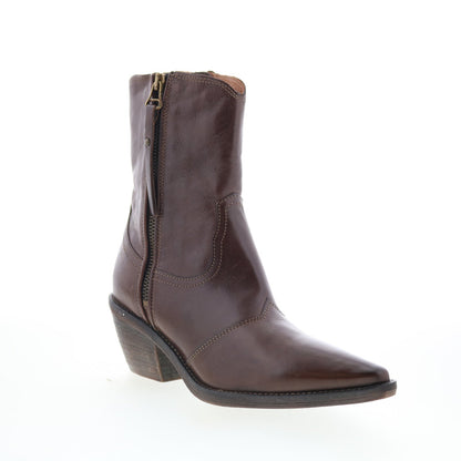 Charlie Womens Brown Leather Zipper Ankle & Booties Boots