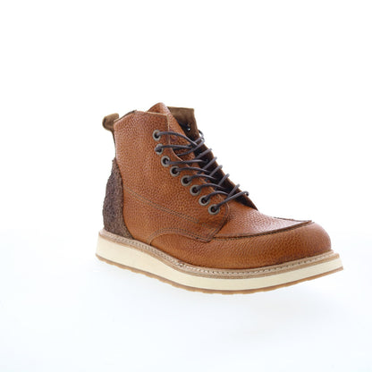 Christian Mens Brown Leather Lace Up Casual Dress Boots