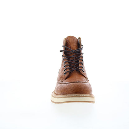 Christian Mens Brown Leather Lace Up Casual Dress Boots