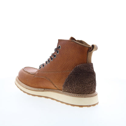 Christian Mens Brown Leather Lace Up Casual Dress Boots
