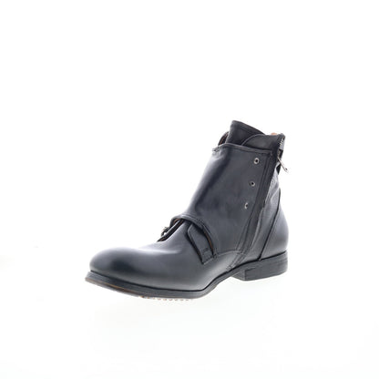 Cooper Mens Black Leather Zipper Casual Dress Boots