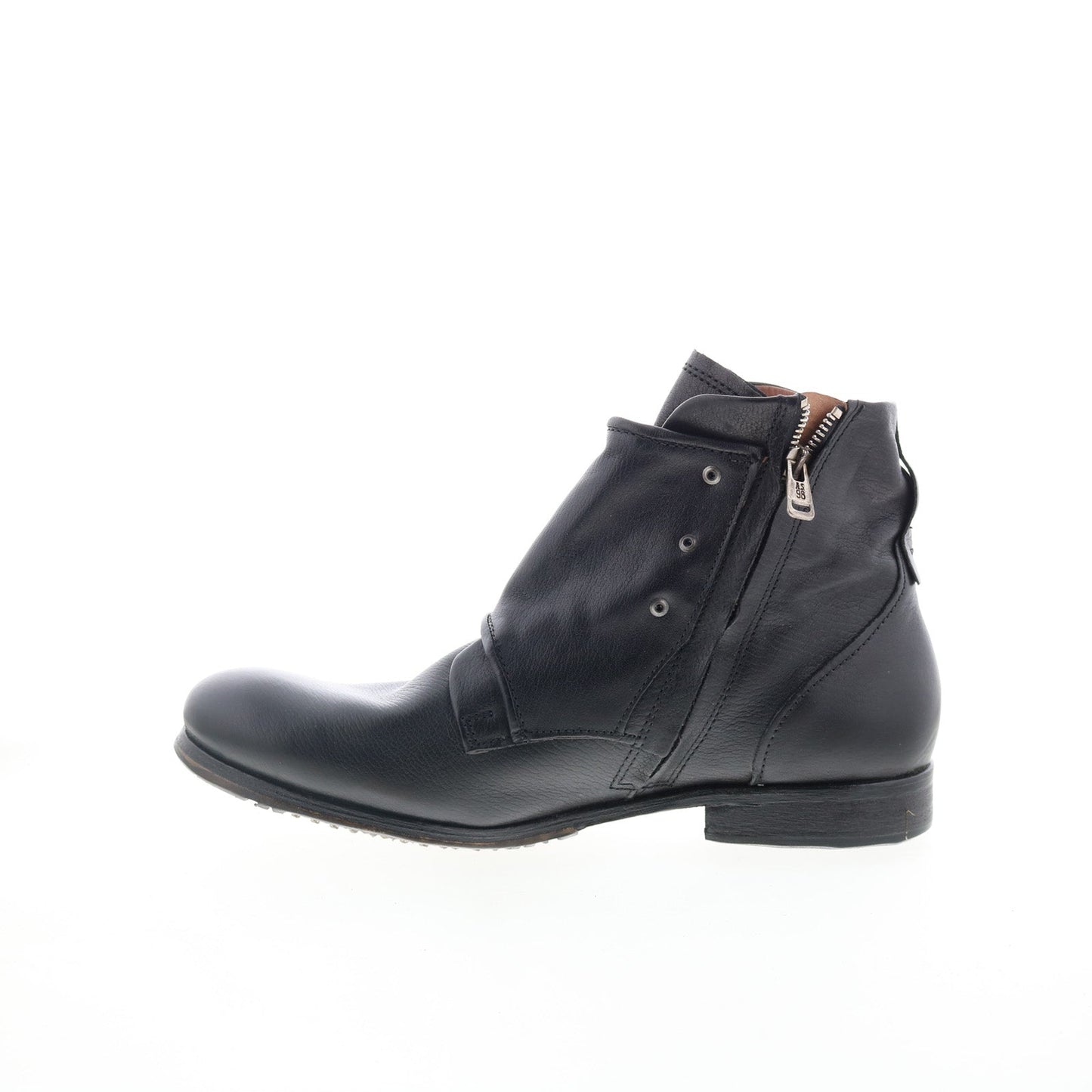 Cooper Mens Black Leather Zipper Casual Dress Boots