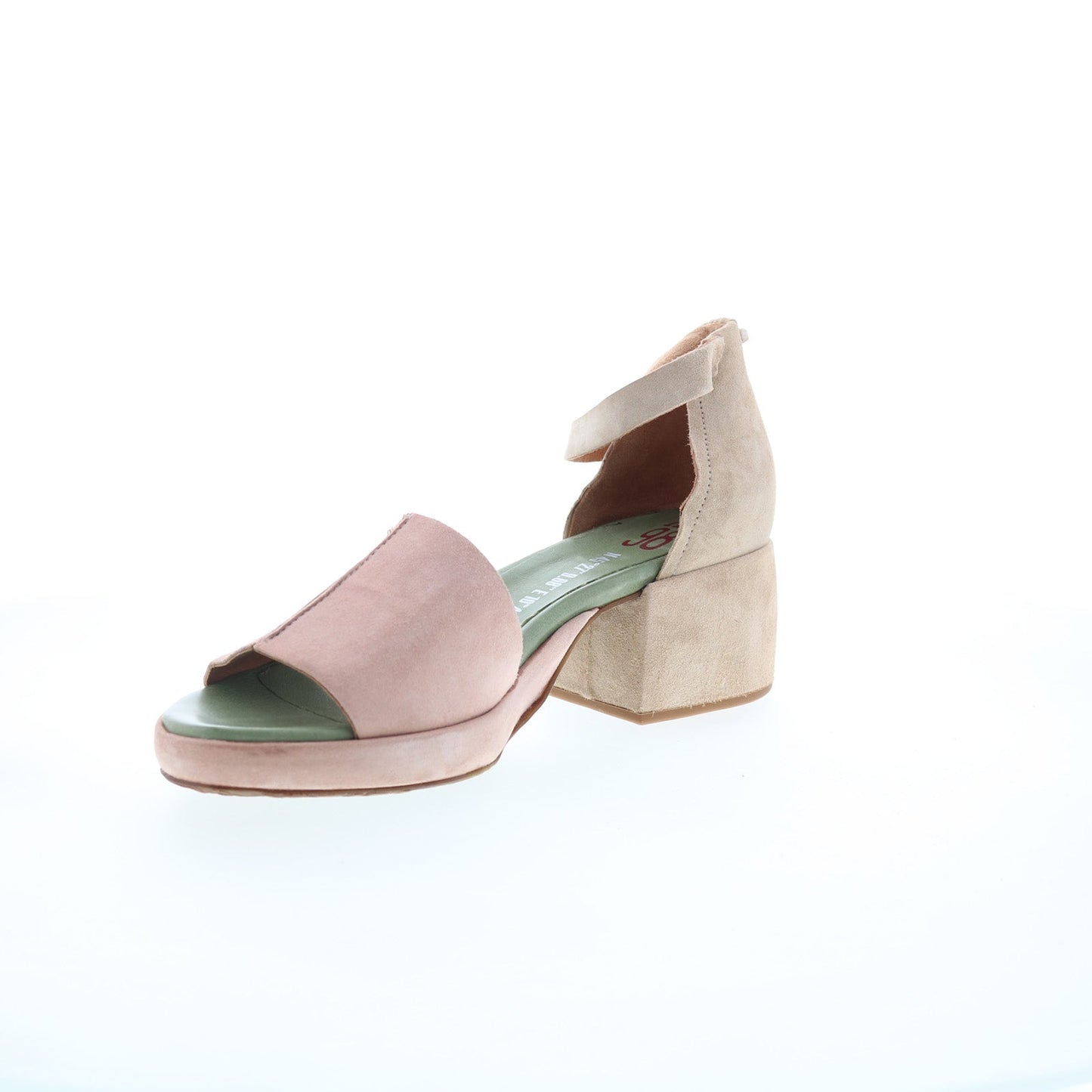 Crue Womens Pink Leather Hook & Loop Heeled Sandals Shoes