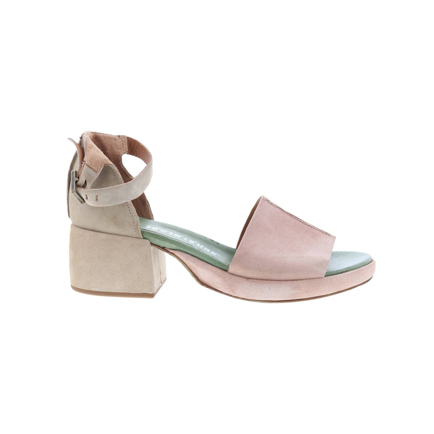 Crue Womens Pink Leather Hook & Loop Heeled Sandals Shoes