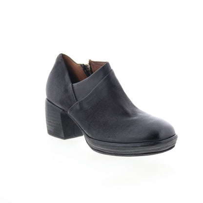Curtis Womens Black Leather Zipper Ankle & Booties Boots