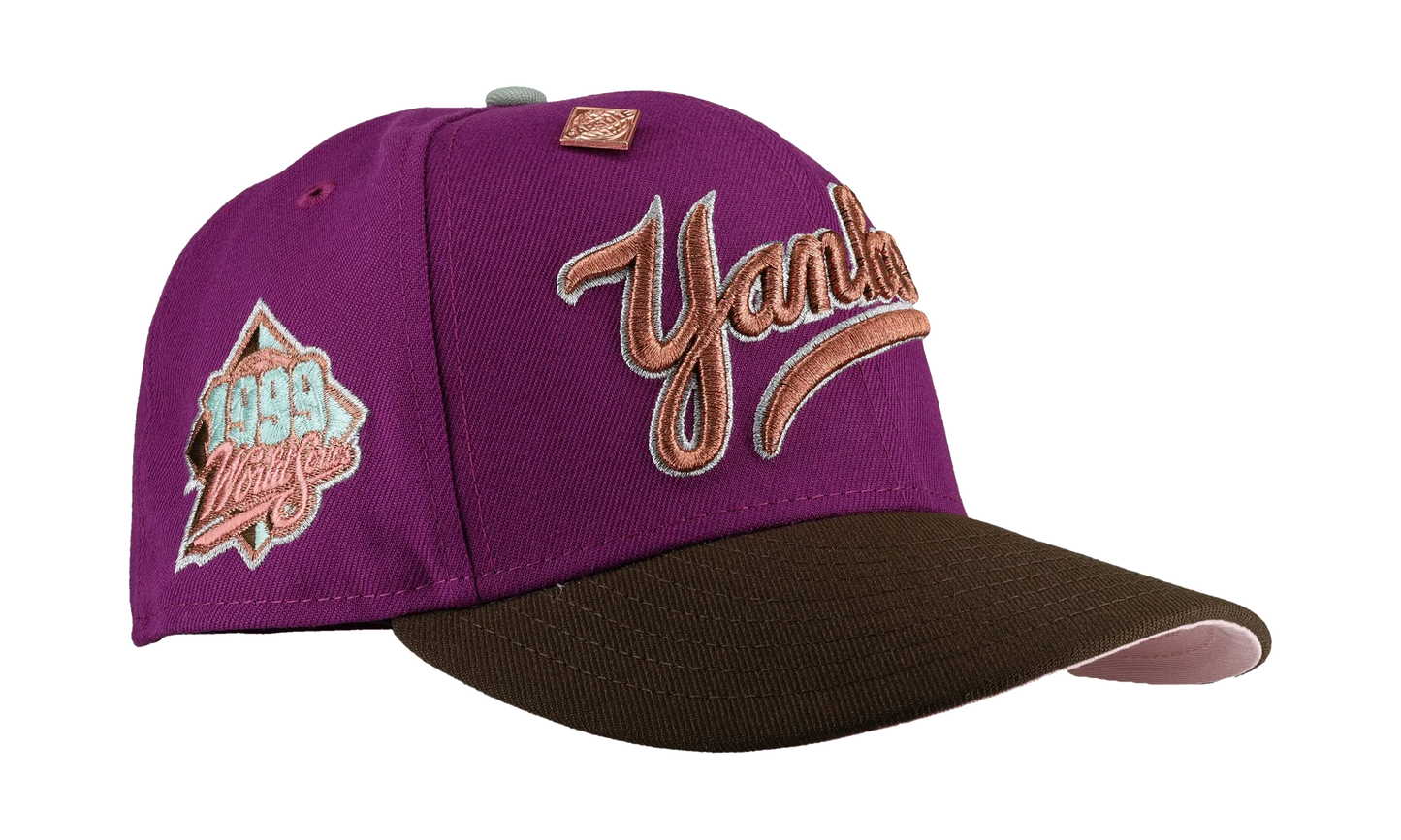 59FIFTY New York Yankees 1999 World Series Script Fitted Hat "Purple" NE255