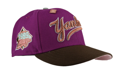 59FIFTY New York Yankees 1999 World Series Script Fitted Hat "Purple" NE255