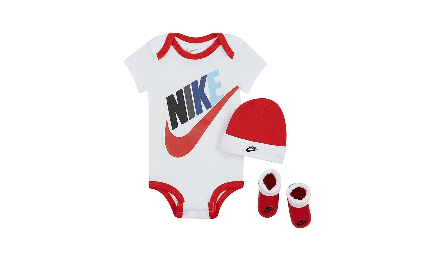 Baby Bodysuit, Hat and Booties 3-PC Box Set "White / Red" MN0313 R4Y