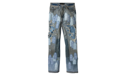 Patched Arch Repaired Blowout Denim Jeans "Blue" 1120970009SS25 BLUE