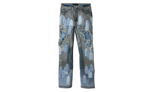 Patched Arch Repaired Blowout Denim Jeans "Blue" 1120970009SS25 BLUE