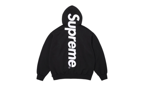 Satin Appliqué Hooded Sweatshirt "SS26 - Black" SU27499