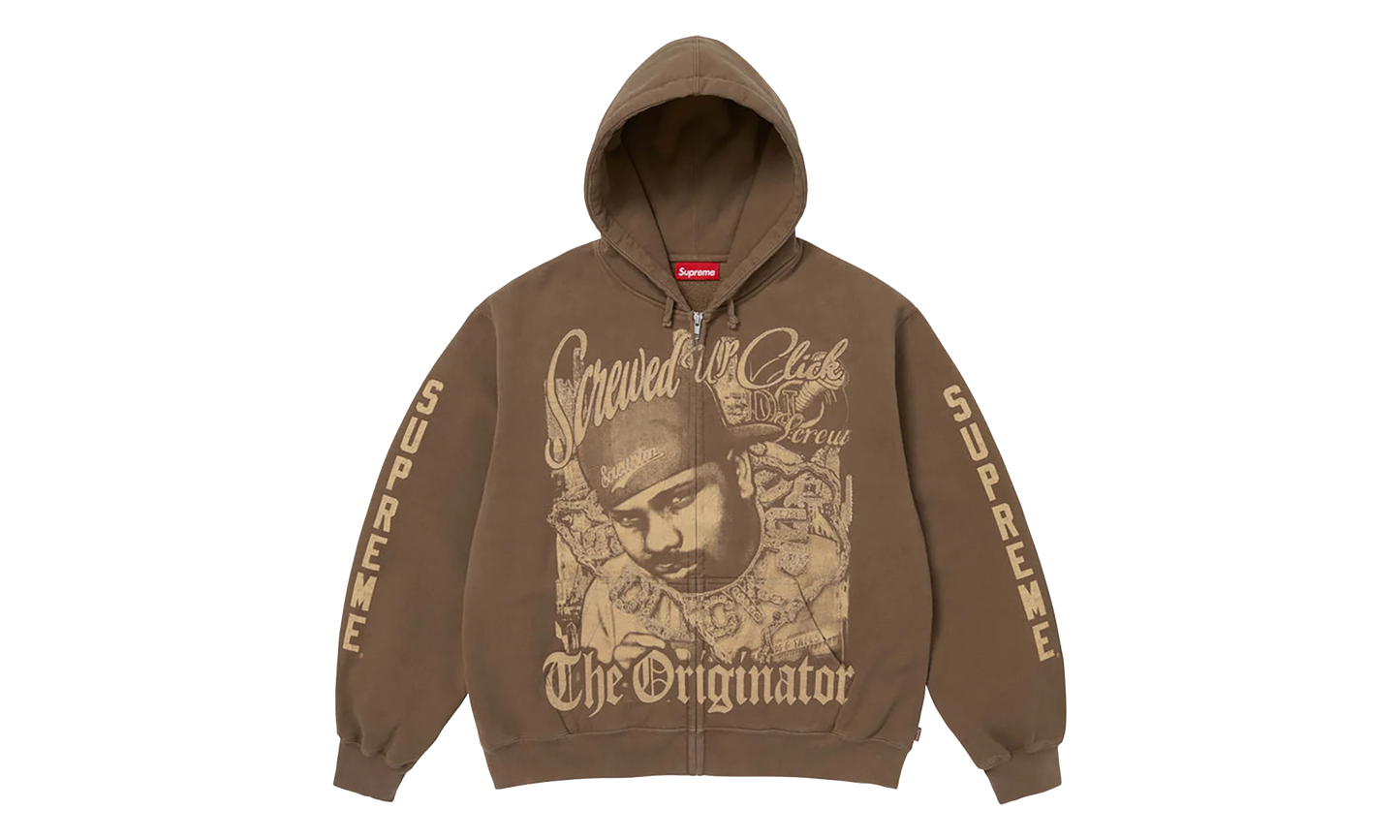 DJ Screw Zip Up Hooded Sweatshirt "SS26 - Dusty Brown" SU27357