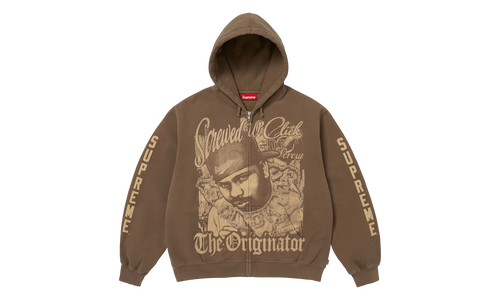 DJ Screw Zip Up Hooded Sweatshirt "SS26 - Dusty Brown" SU27357