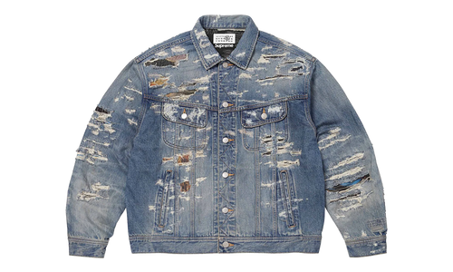 MM6 Maison Margiela Distressed Selvedge Denim Trucker Jacket "SS26 - Blue" SU27184