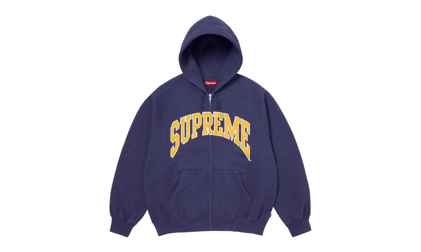 Cracked Raglan Zip Up Hooded Sweatshirt "SS26 - Washed Navy" SU27503