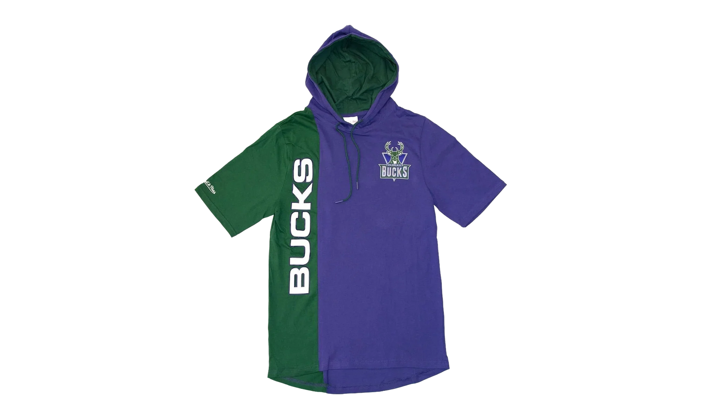 NBA Short Sleeve Split Hoodie "Milwaukee Bucks - Purple / Green" HDSSAJ19008 MBUPRGN