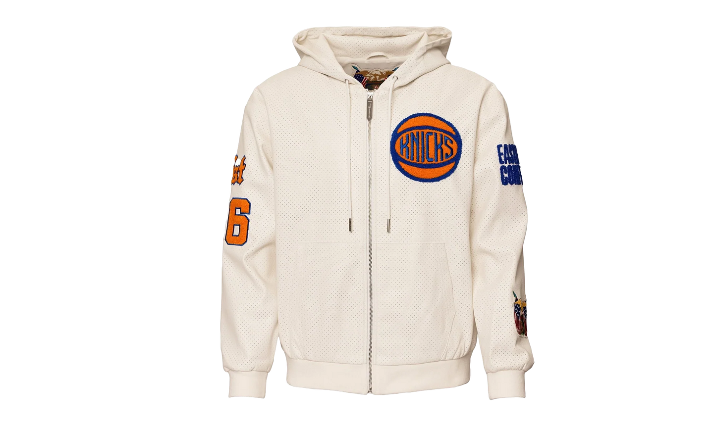 Lightweight Vegan Zip-Up Hooded Jacket "New York Knicks 1946" NBA 147WHTDE KNI