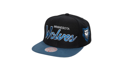 NBA Hardwood Classics Script 2.0 Snapback Cap "Minnesota Timberwolves - Black" HHSS3282 MTIYYPPPBLCK