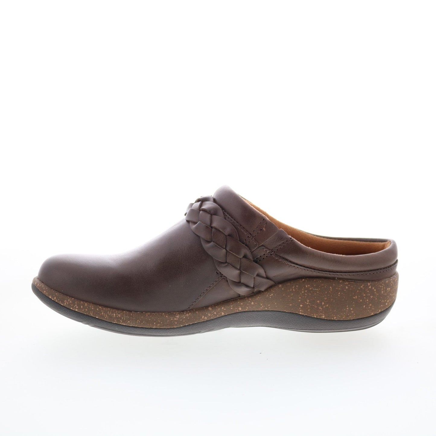 Aetrex Libby DM202W Womens Brown Leather Slip On Clog Flats Shoes