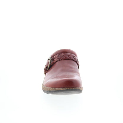 Aetrex Libby DM209 Womens Burgundy Leather Slip On Clogs Flats Shoes