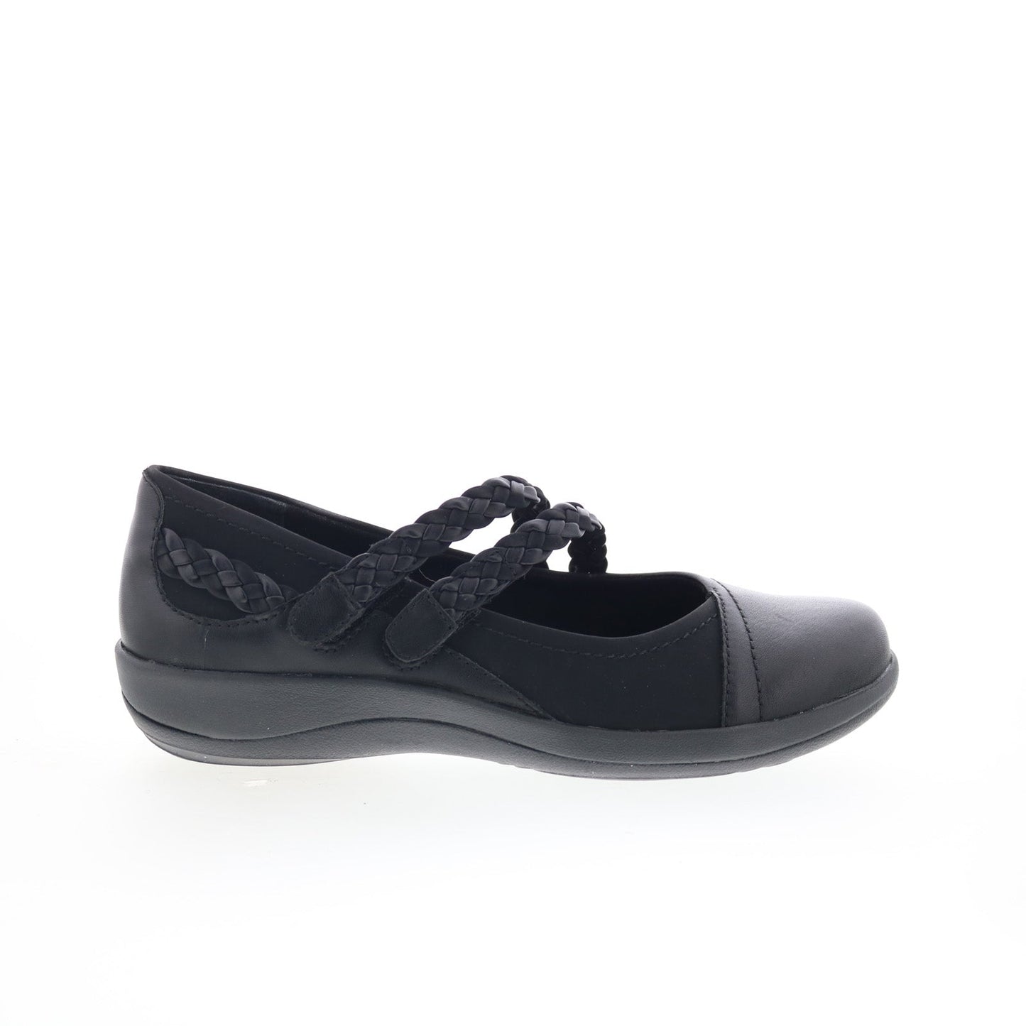 Aetrex Annie DM450 Womens Black Leather Strap Mary Jane Flats Shoes
