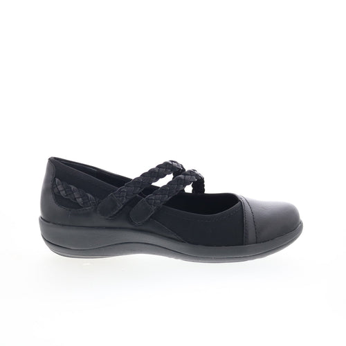 Aetrex Annie DM450 Womens Black Leather Strap Mary Jane Flats Shoes