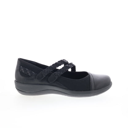 Aetrex Annie DM450 Womens Black Wide Leather Strap Mary Jane Flats Shoes