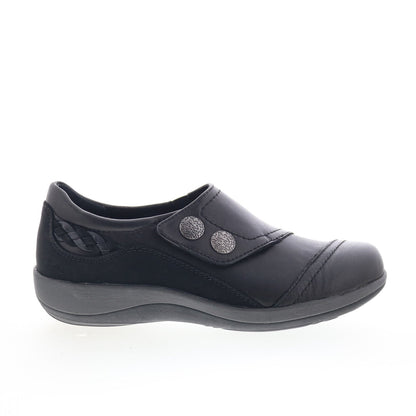 Aetrex Karina DM500 Womens Black Wide Leather Lifestyle Sneakers Shoes