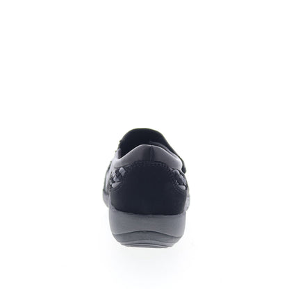 Aetrex Karina DM500 Womens Black Wide Leather Lifestyle Sneakers Shoes