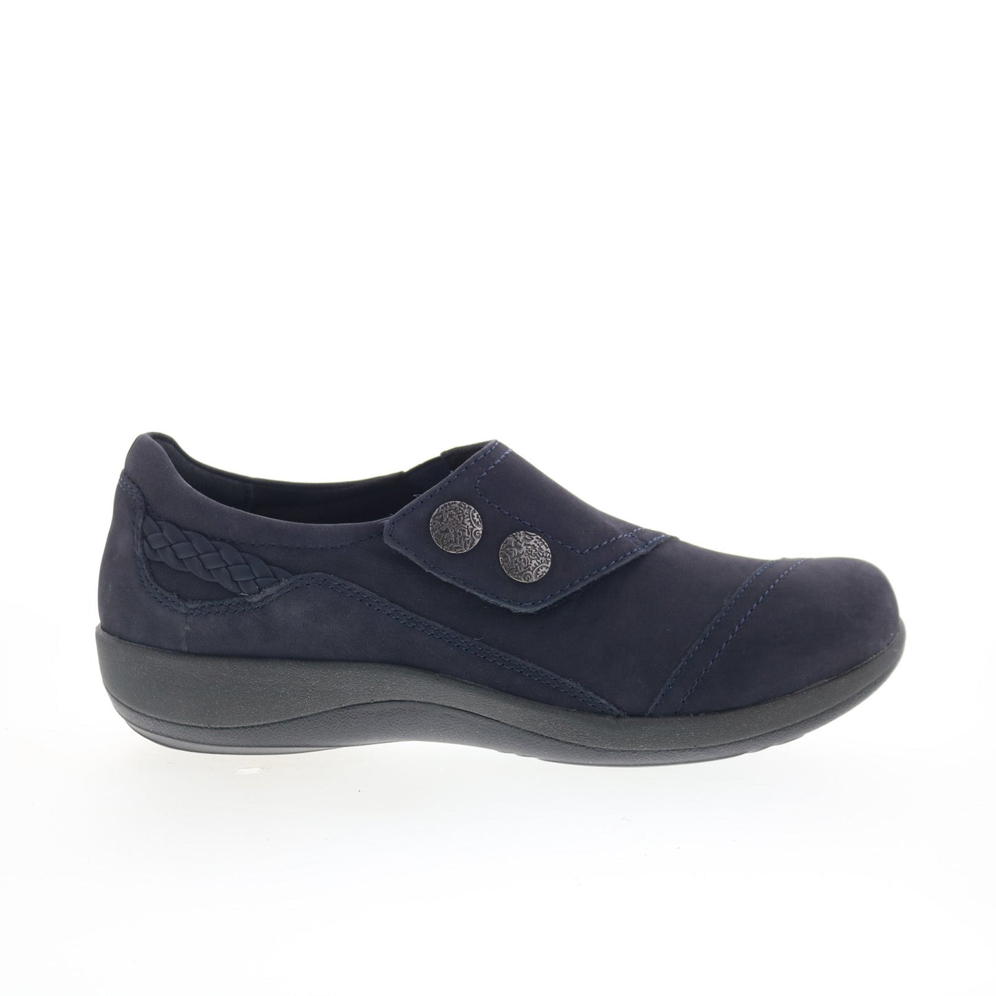 Aetrex Karina DM505 Womens Blue Wide Leather Loafer Flats Shoes