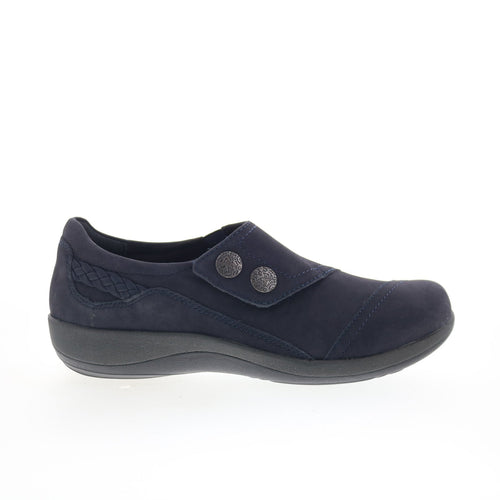 Aetrex Karina DM505 Womens Blue Wide Leather Loafer Flats Shoes