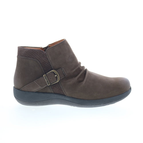 Aetrex Luna DM702W Womens Brown Wide Nubuck Zipper Casual Dress Boots