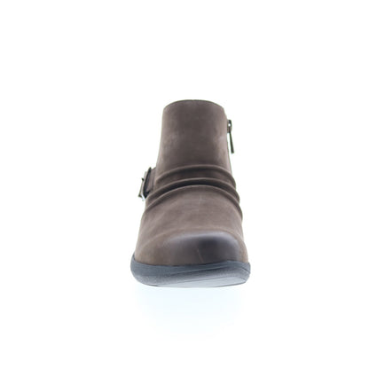 Aetrex Luna DM702W Womens Brown Wide Nubuck Zipper Casual Dress Boots