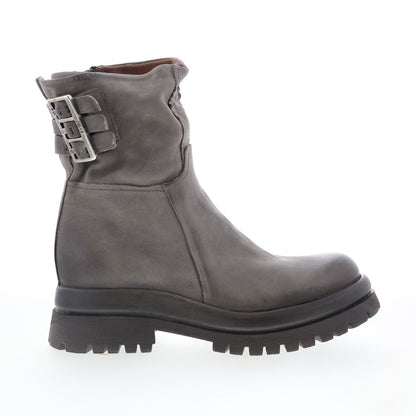 Doran Womens Gray Leather Zipper Casual Dress Boots