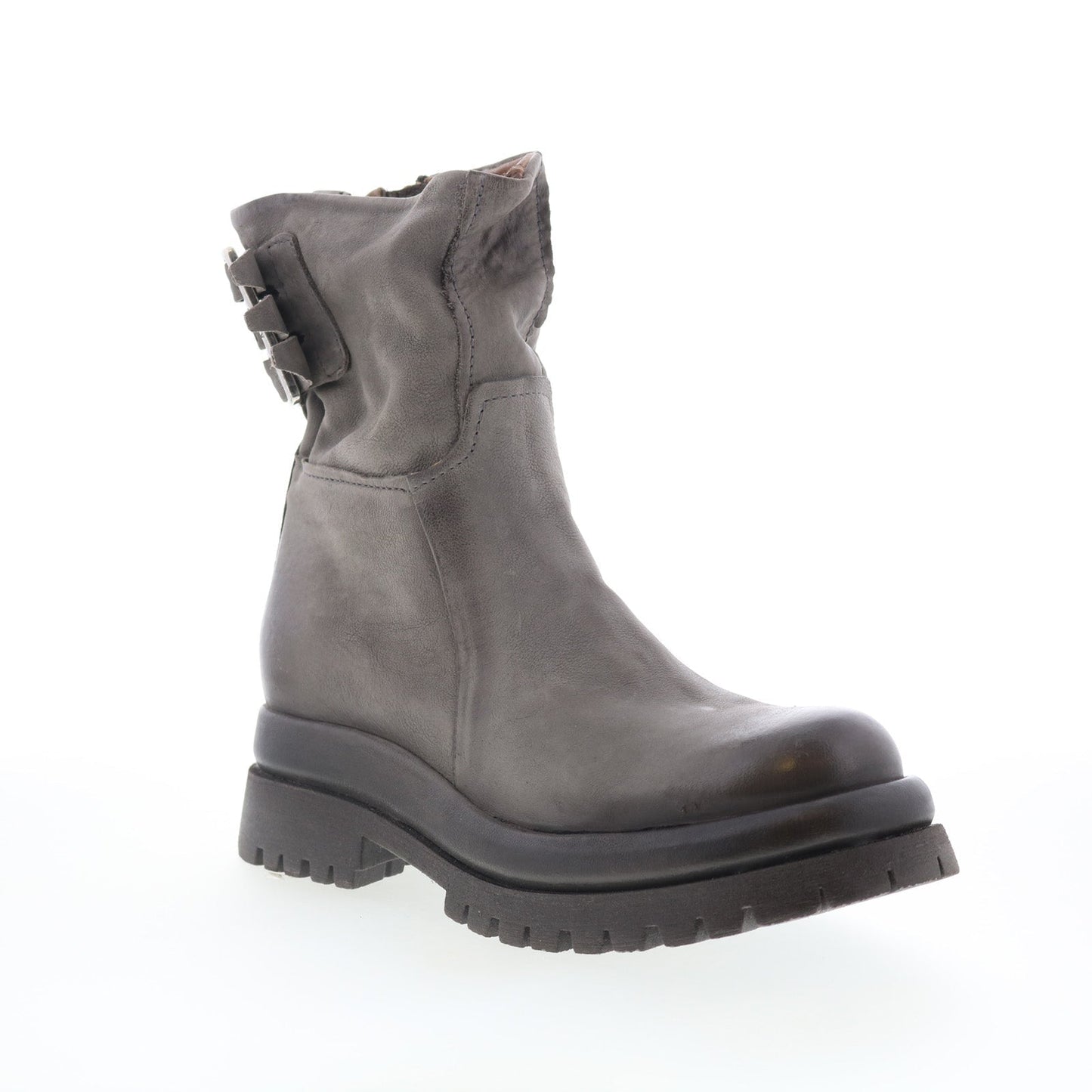 Doran Womens Gray Leather Zipper Casual Dress Boots