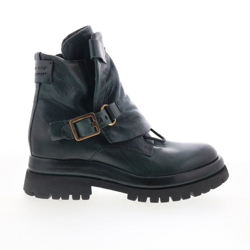 Drakie Womens Green Leather Zipper Casual Dress Boots