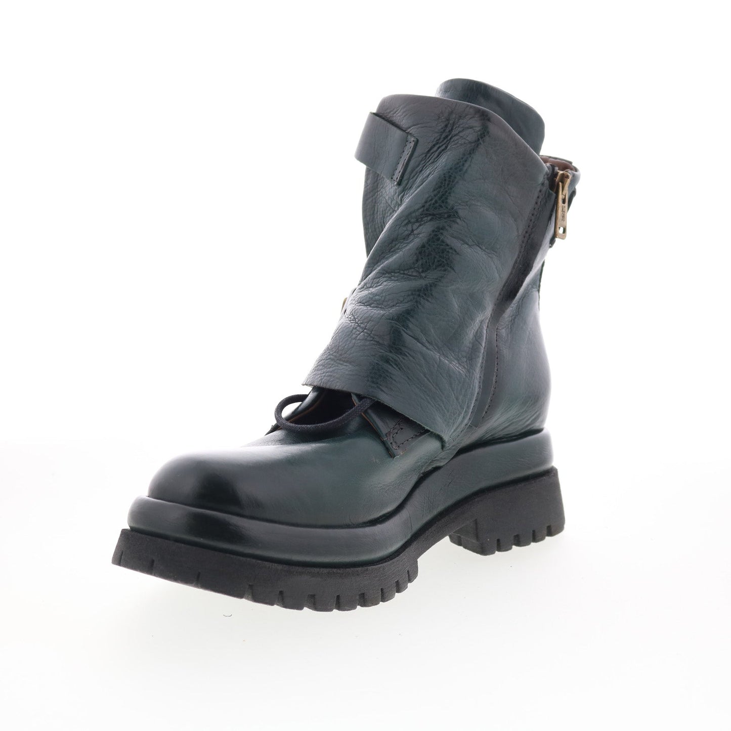 Drakie Womens Green Leather Zipper Casual Dress Boots