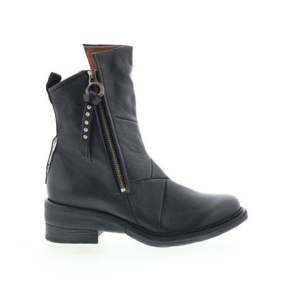 Stratford Womens Black Leather Zipper Casual Dress Boots