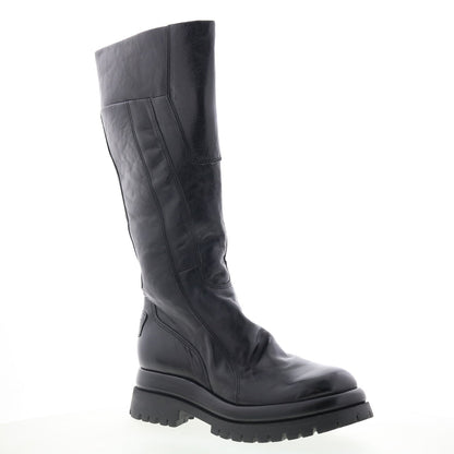 Dulcie Womens Black Leather Zipper Knee High Boots